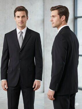 Stafford Men's Black Blazer 100% Worsted Pure Wool Classic Size 40S